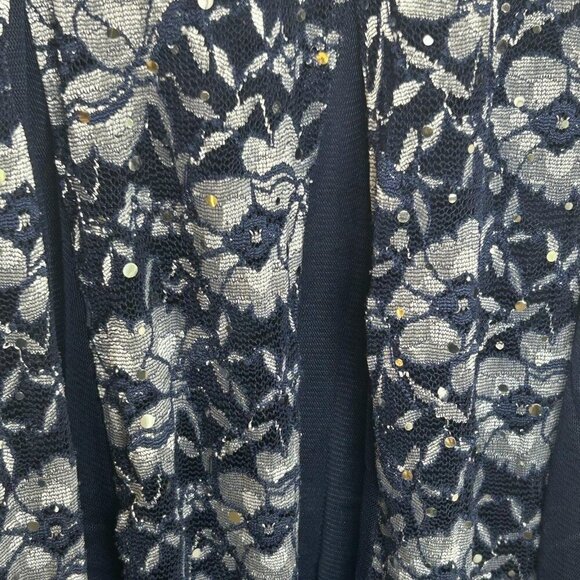 Candalite Dress Womens M Silver Lace Sequin Fairy Formal Maxi Evening Gown Y2K - Picture 5 of 15